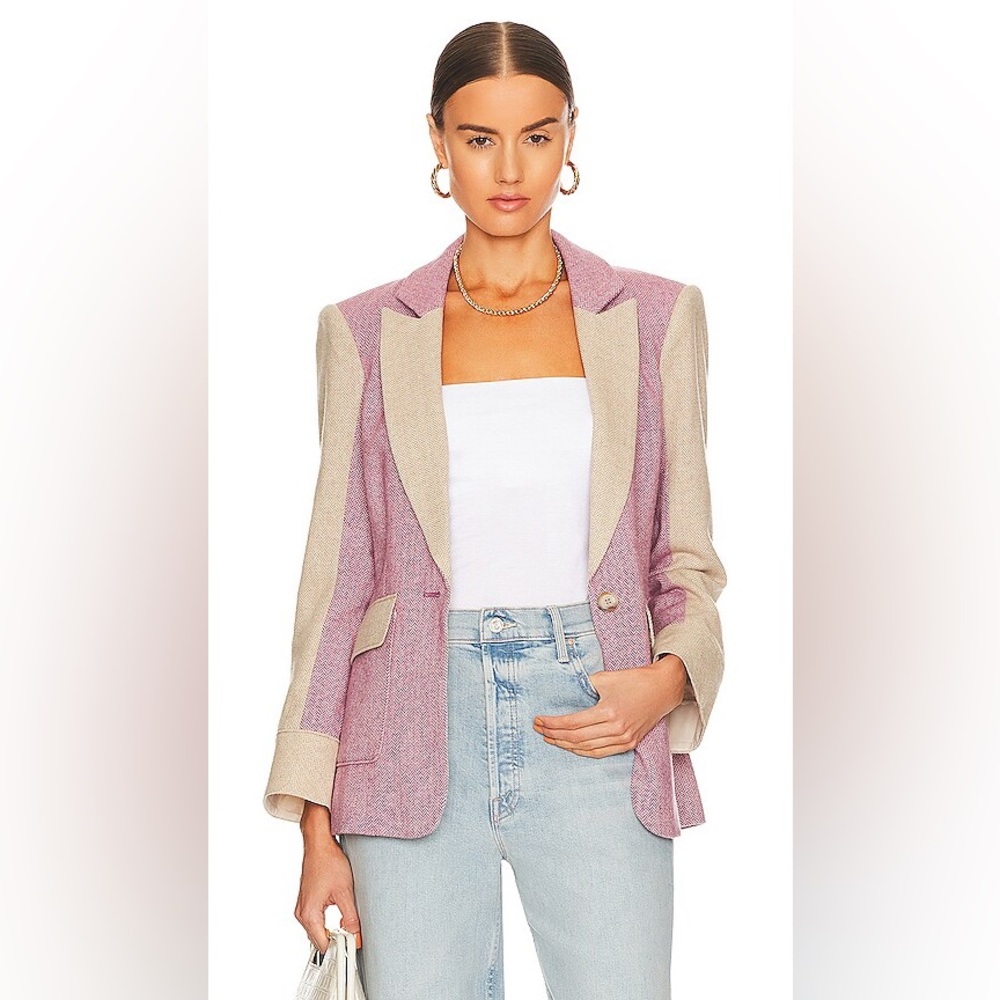 Cinq à Sept Lana Blazer Jacket Sz 2 Pink Cream Office Preppy
